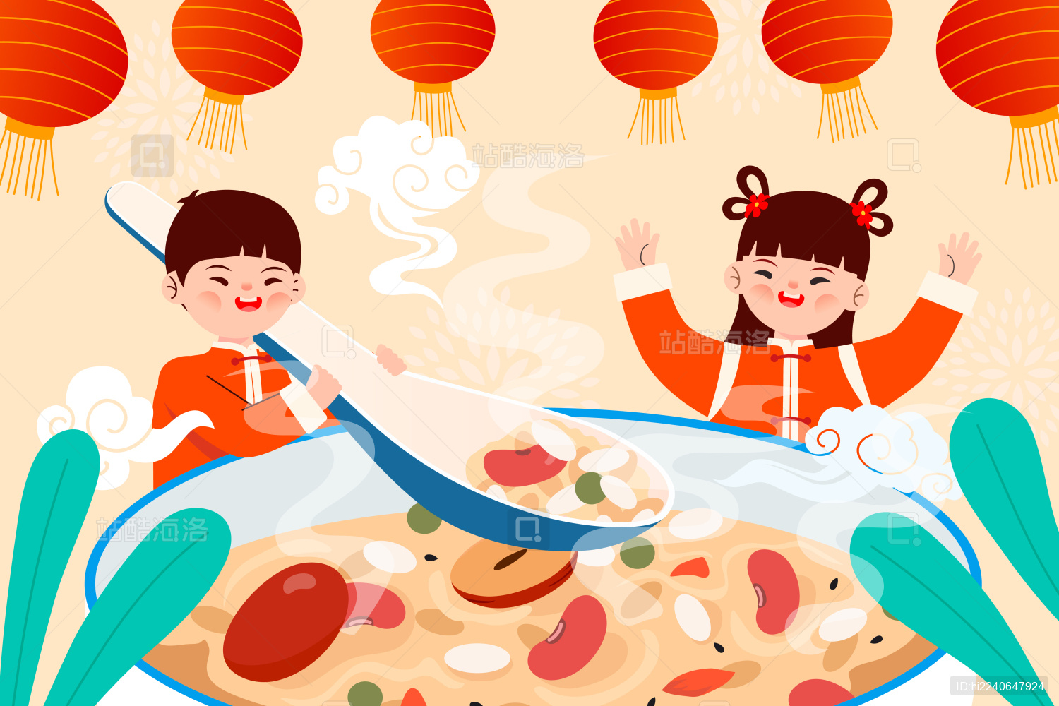 庆祝腊八节矢量插画