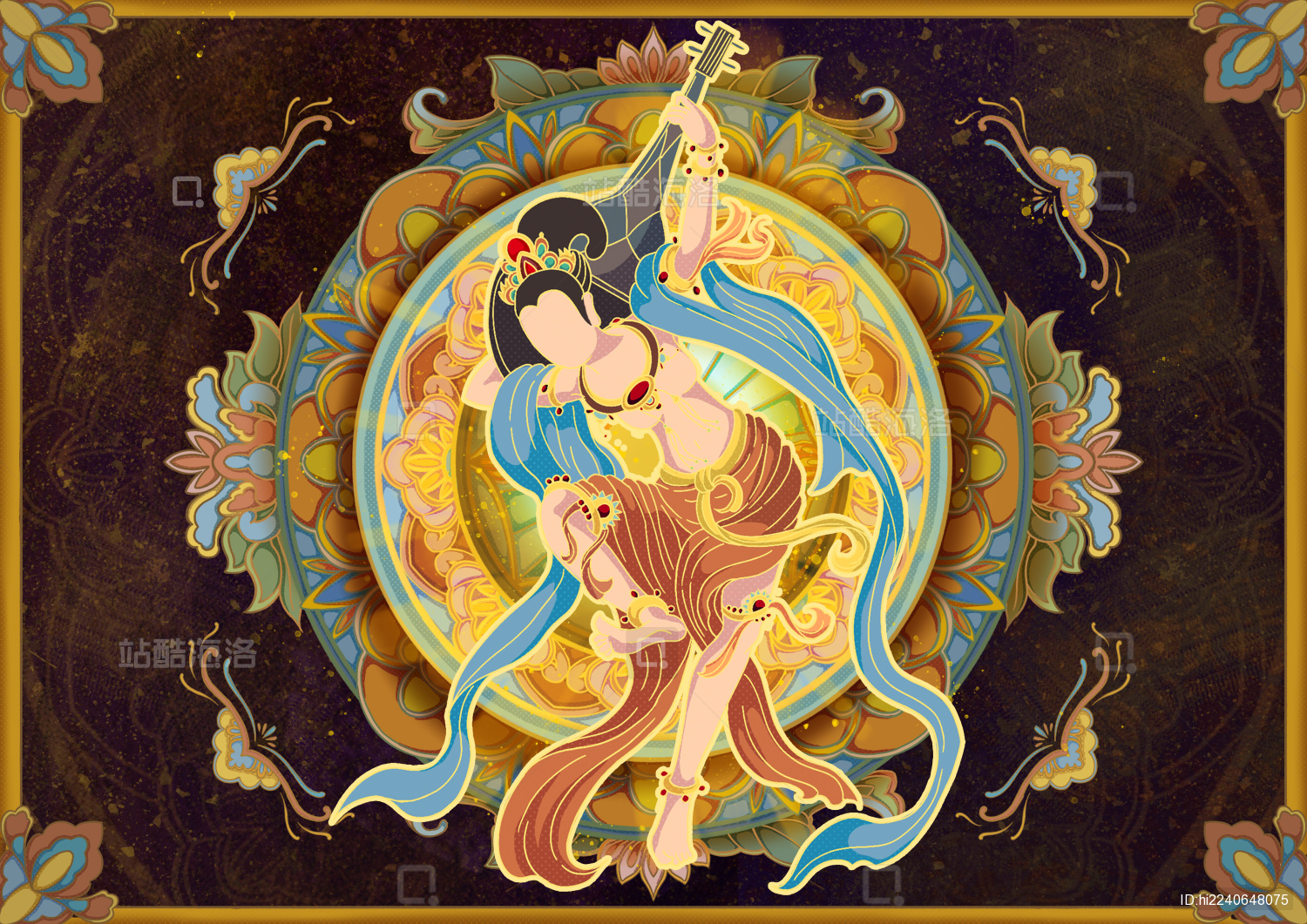 敦煌琵琶伎乐飞天