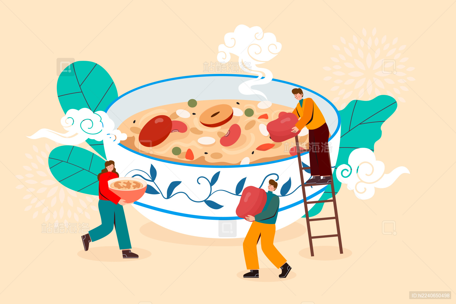 庆祝腊八节矢量插画