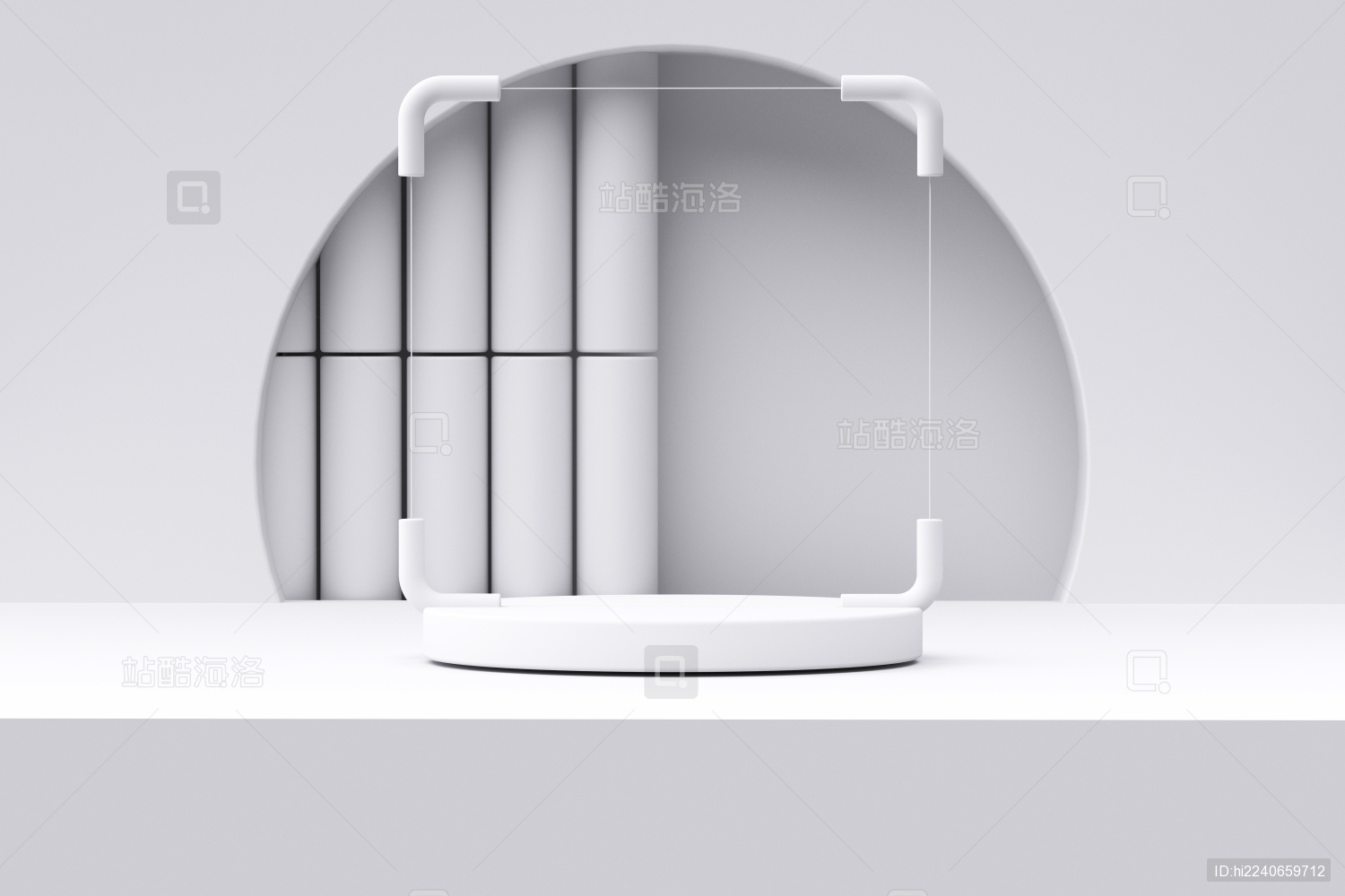 3D渲染几何体展示台背景