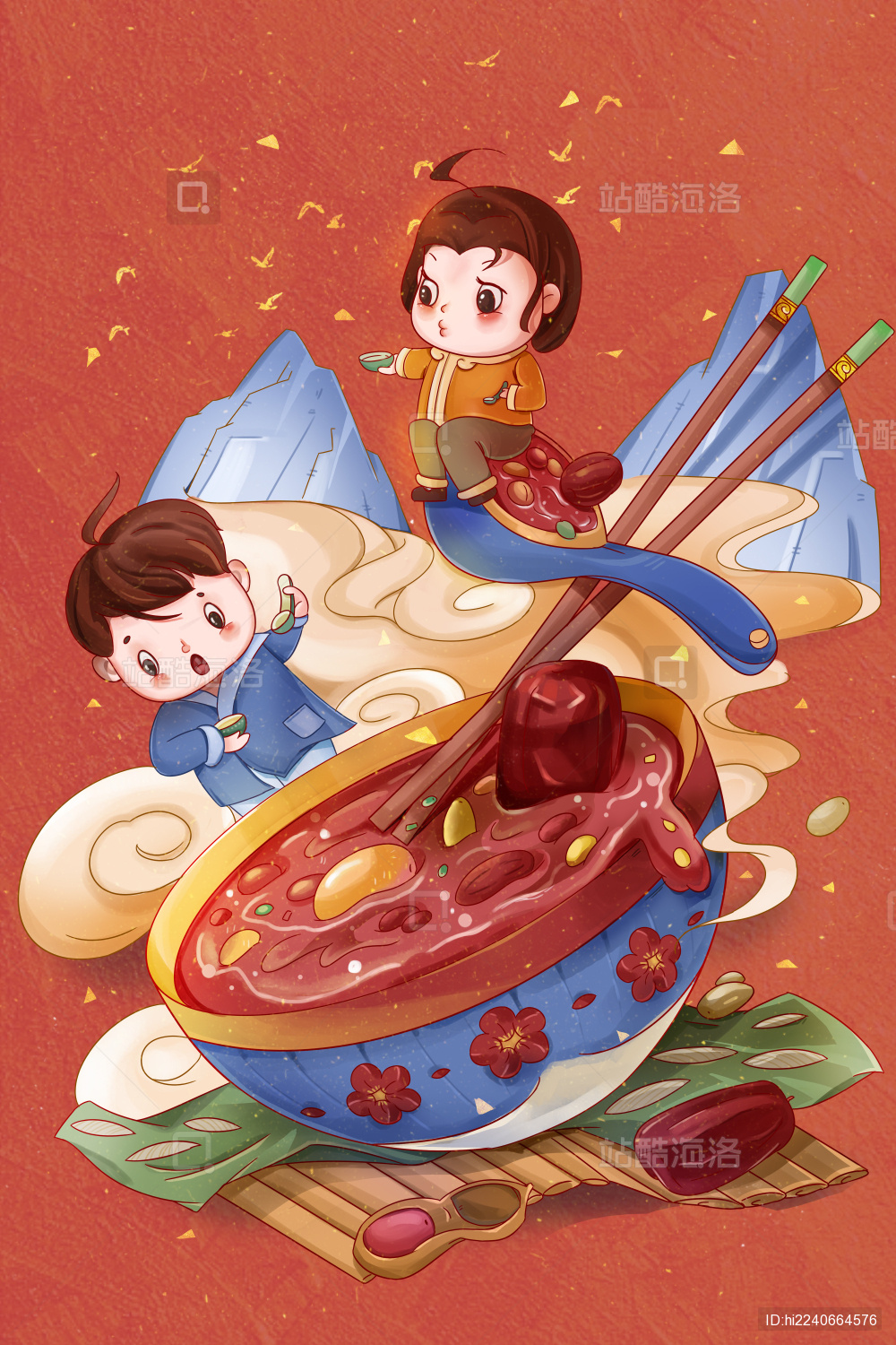 腊八节男生女生吃八宝粥