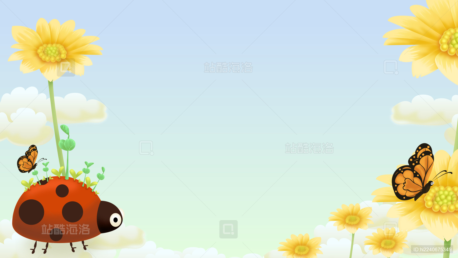 春天惊蛰花朵蝴蝶矢量插画海报