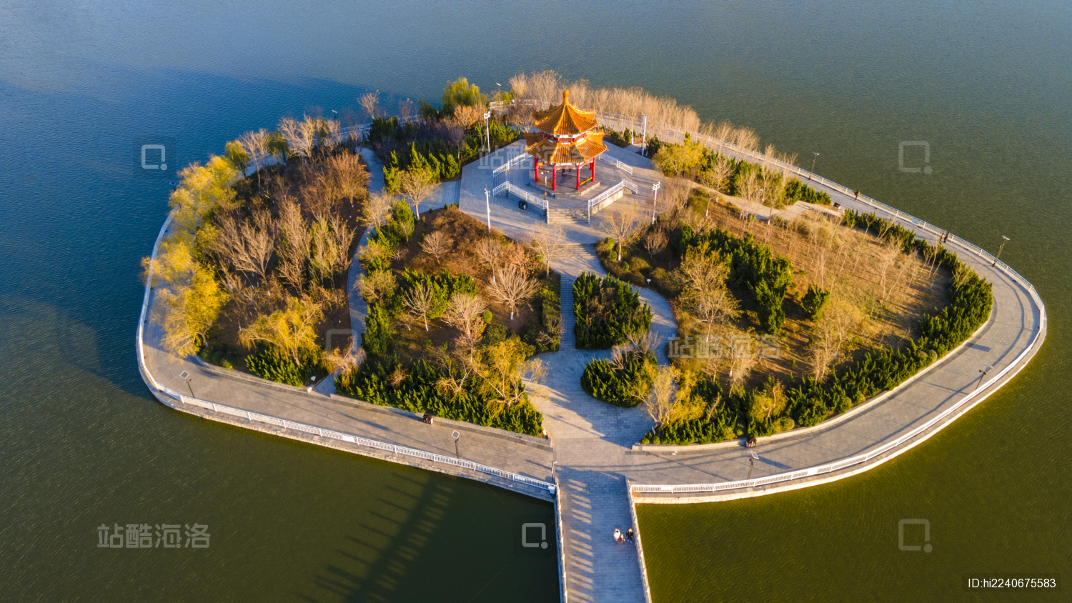 中国山东沧州南湖公园航拍图