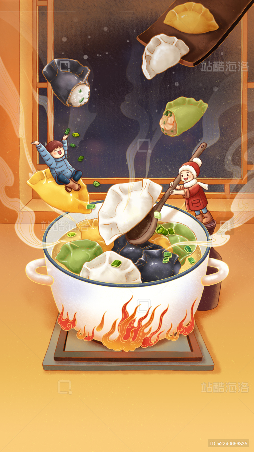 冬天小年在家煮饺子吃饺子节气节日