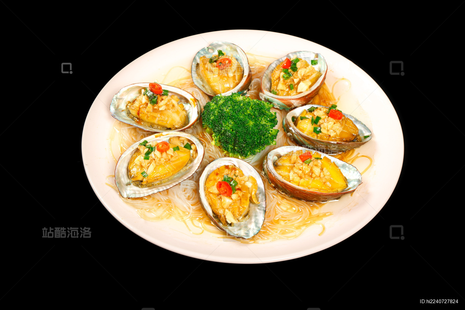 传统海鲜美食蒜蓉粉丝蒸鲜鲍鱼照片摄影图片_ID:434461925-Veer图库
