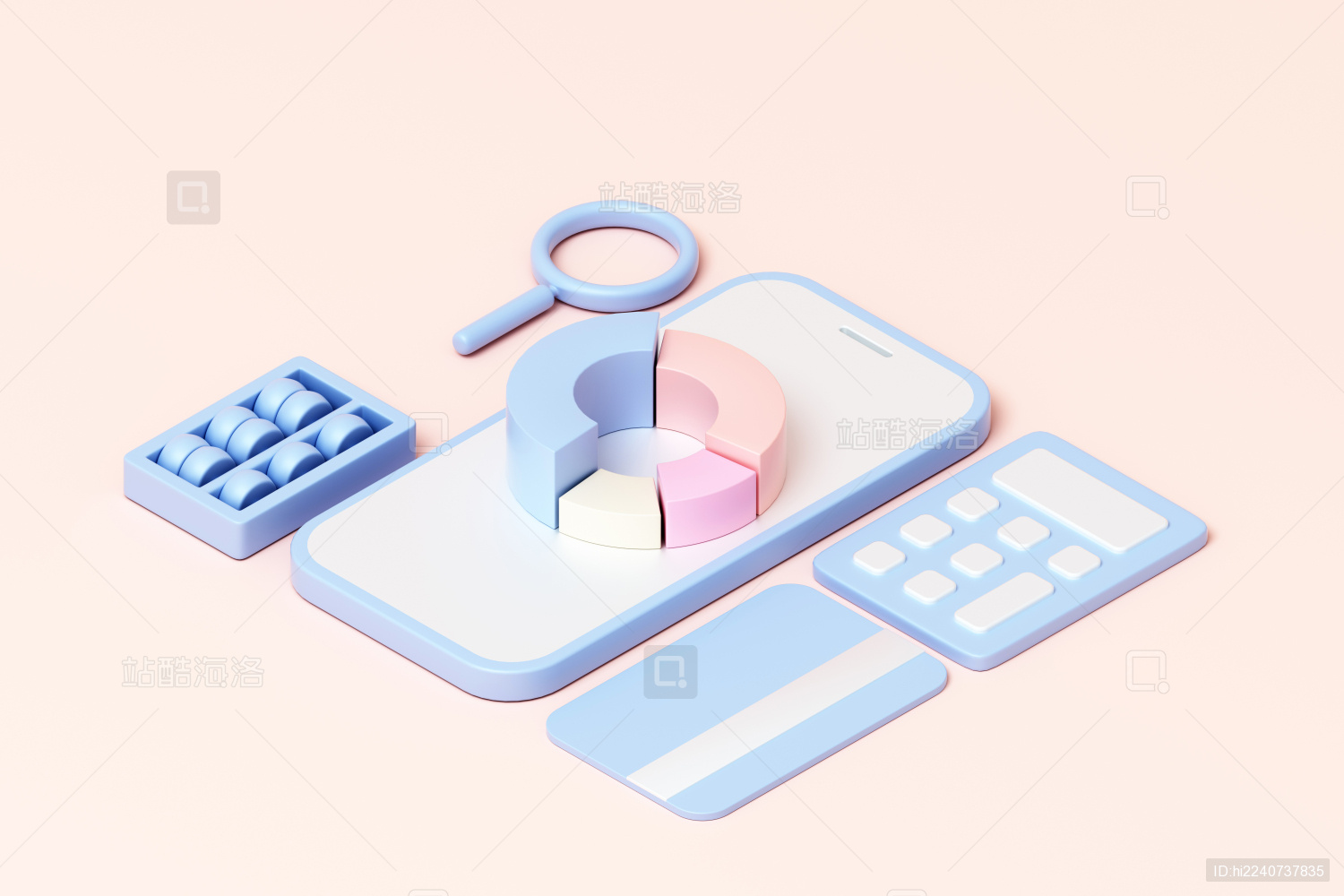 3D渲染的金融主题概念插画