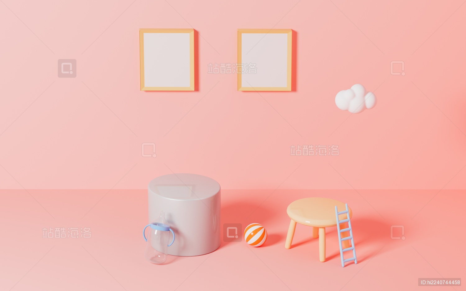 创意展示台与公告板3D渲染