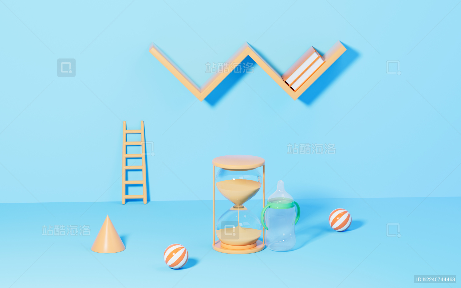 沙漏与展示架3D渲染