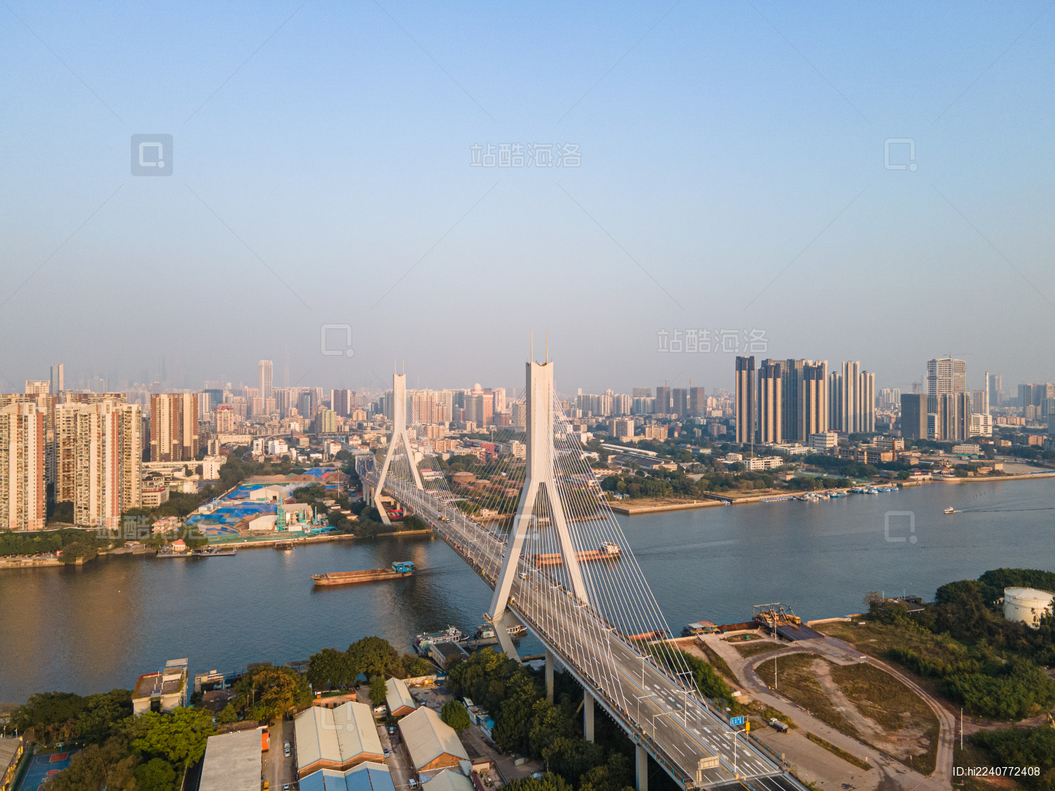 航拍中国广东广州鹤洞大桥