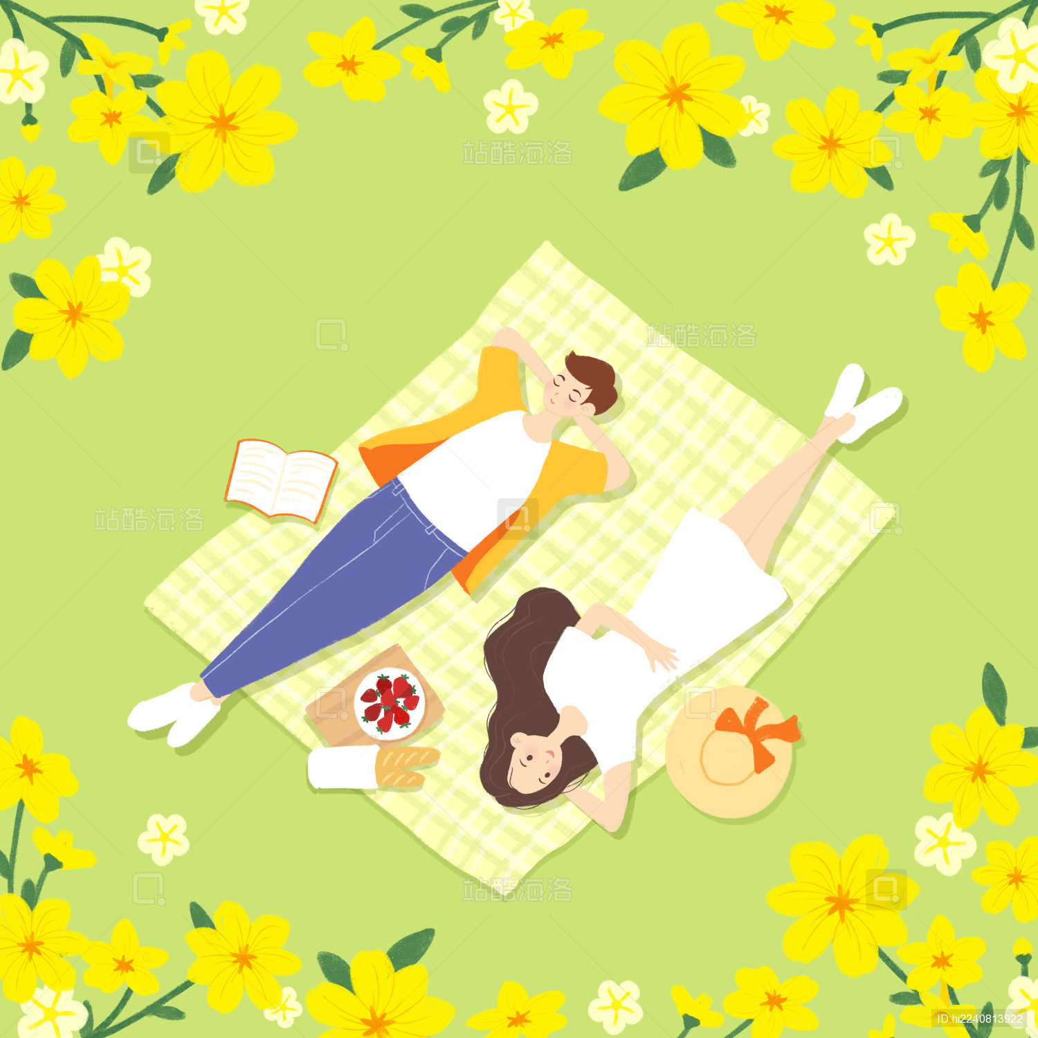 春天情侣踏青野餐