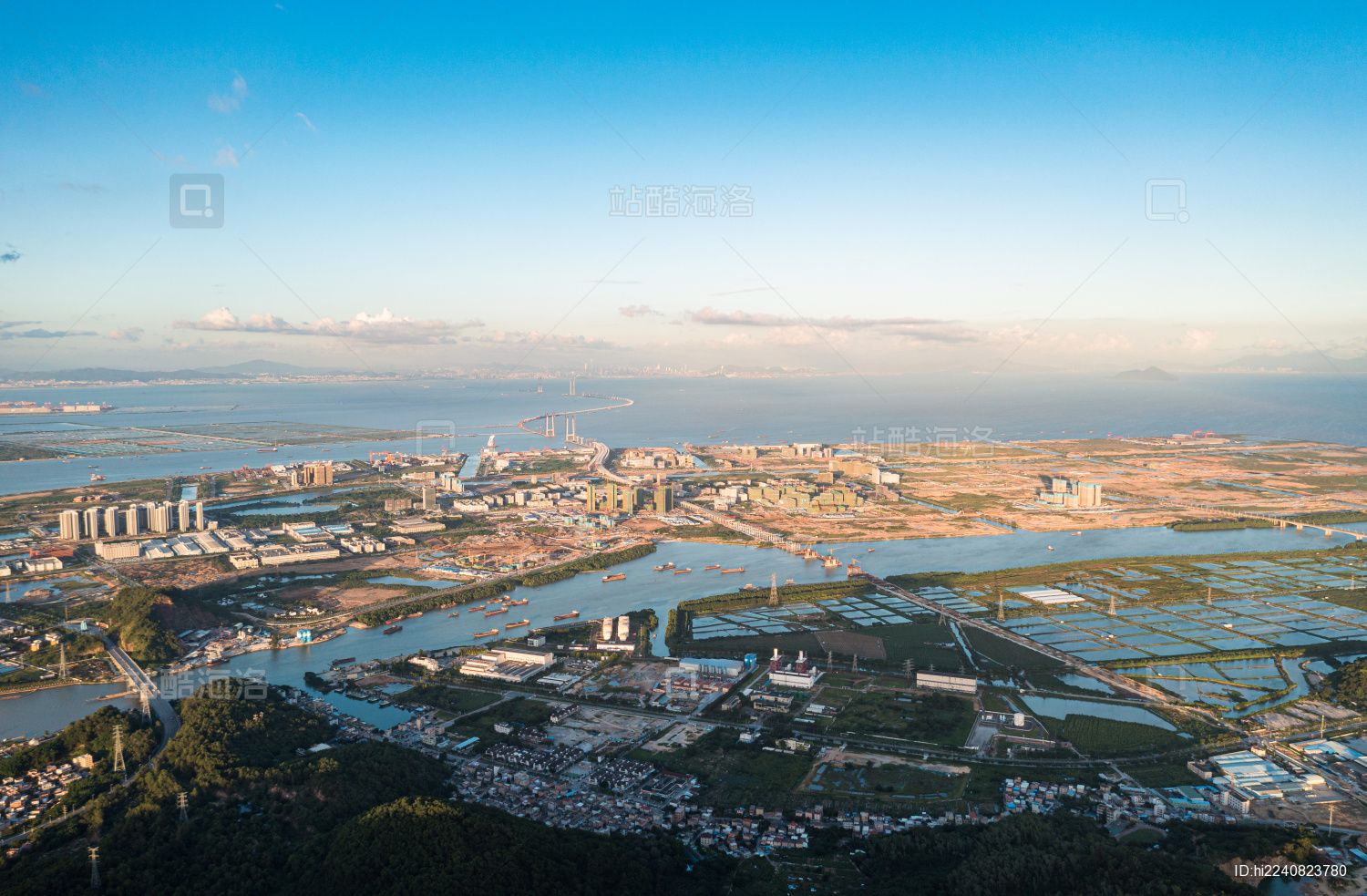 中国广东中山市翠亨新区马鞍岛深中通道航拍