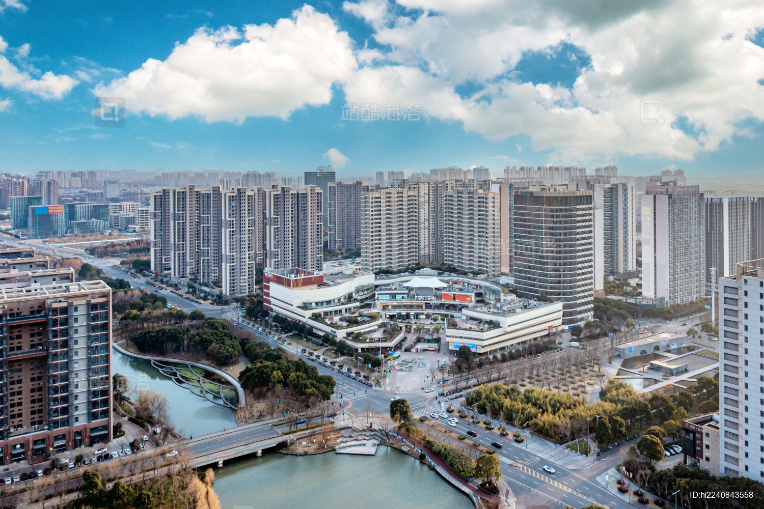 中国上海嘉定新城航拍全景