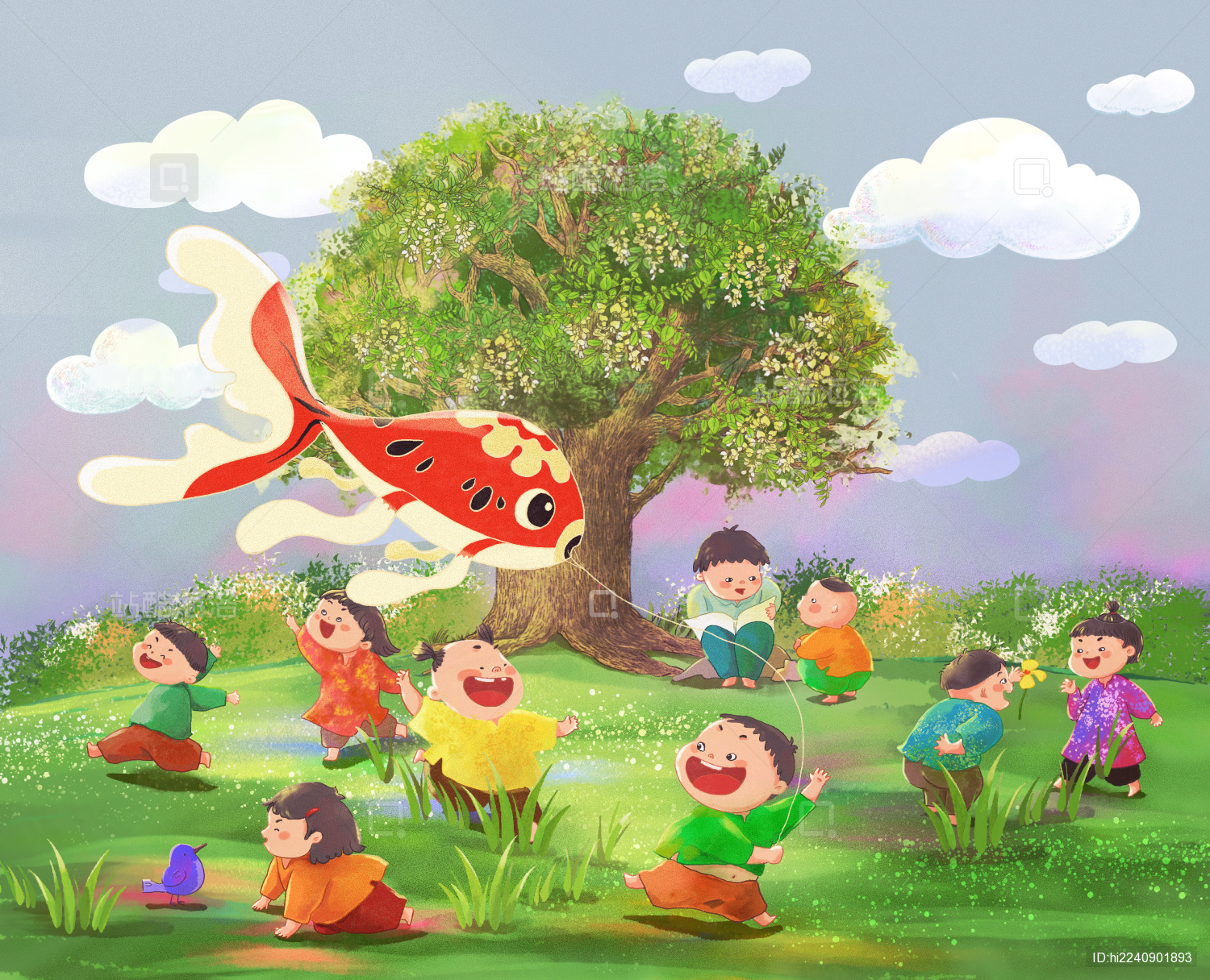 大槐树与孩子们