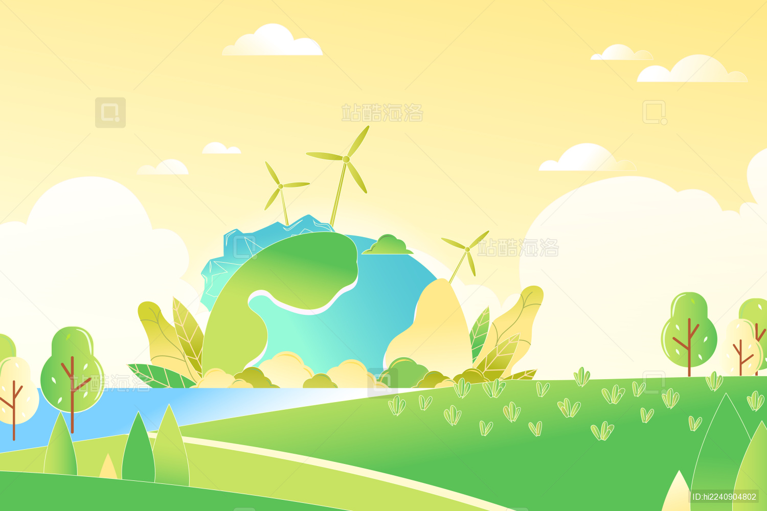 春季地球日植树节矢量插画