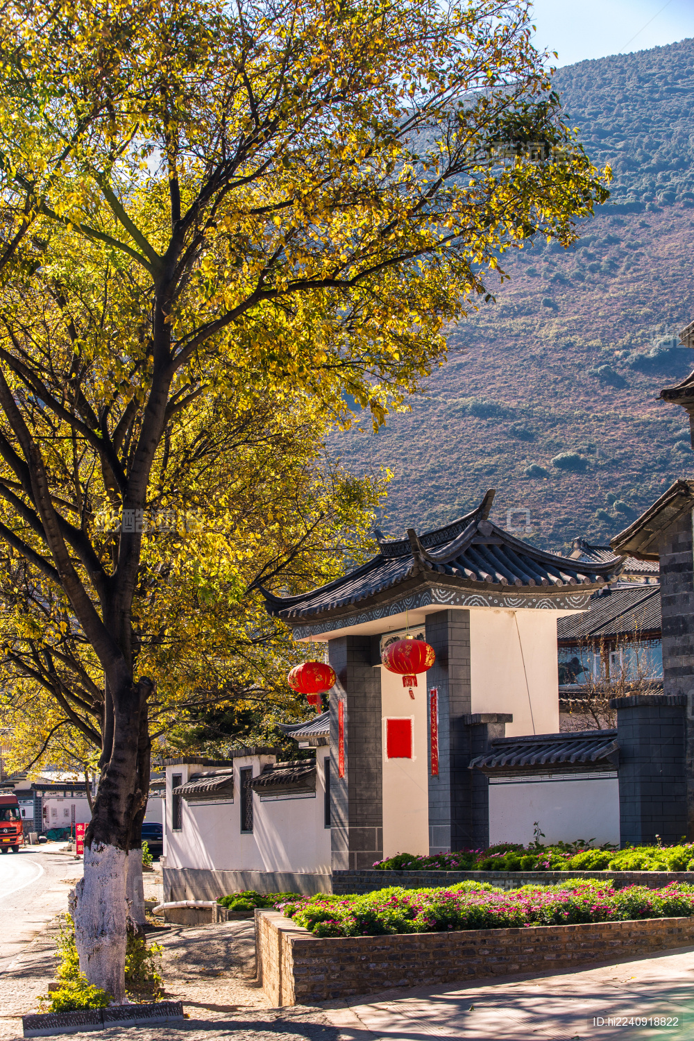 中国云南省大理市洱海湖畔的白族民居