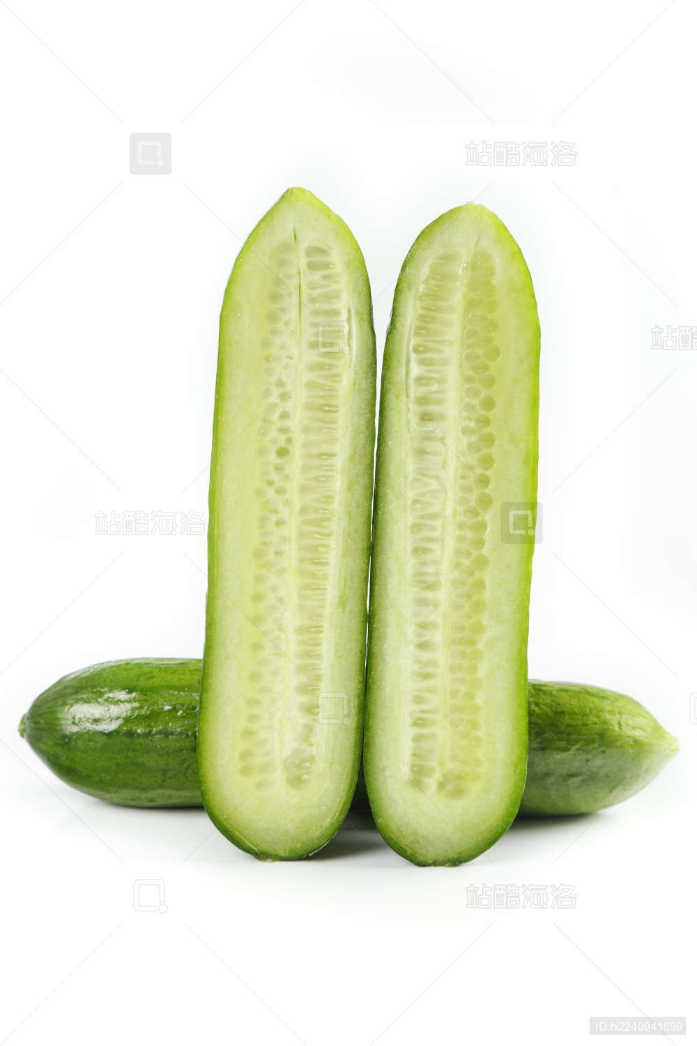 新鲜的山东小青瓜放在白底上