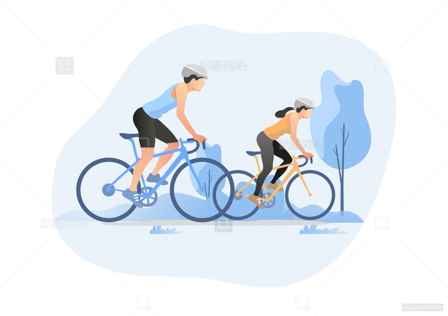 骑行插画