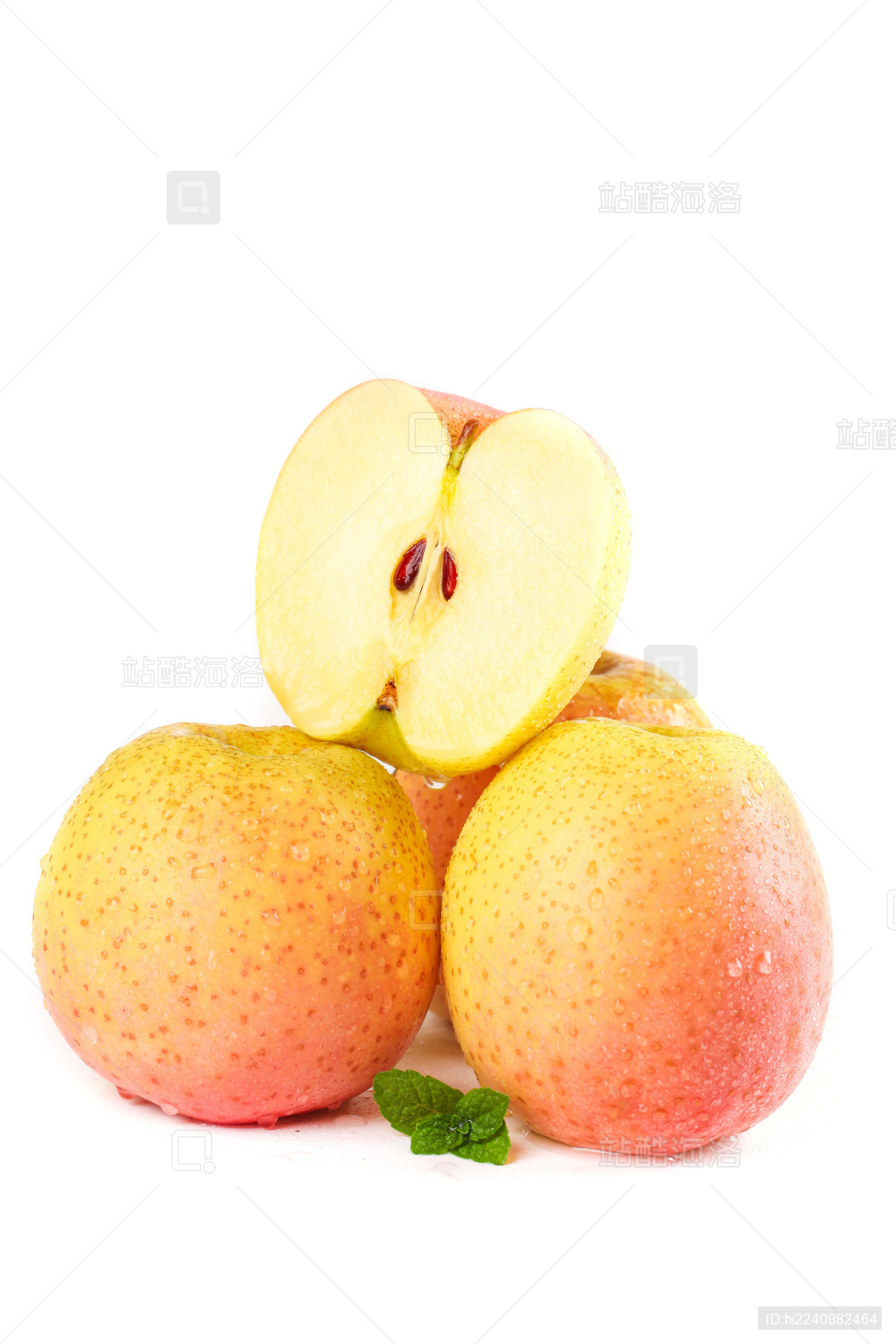 白底上的雀斑美人苹果