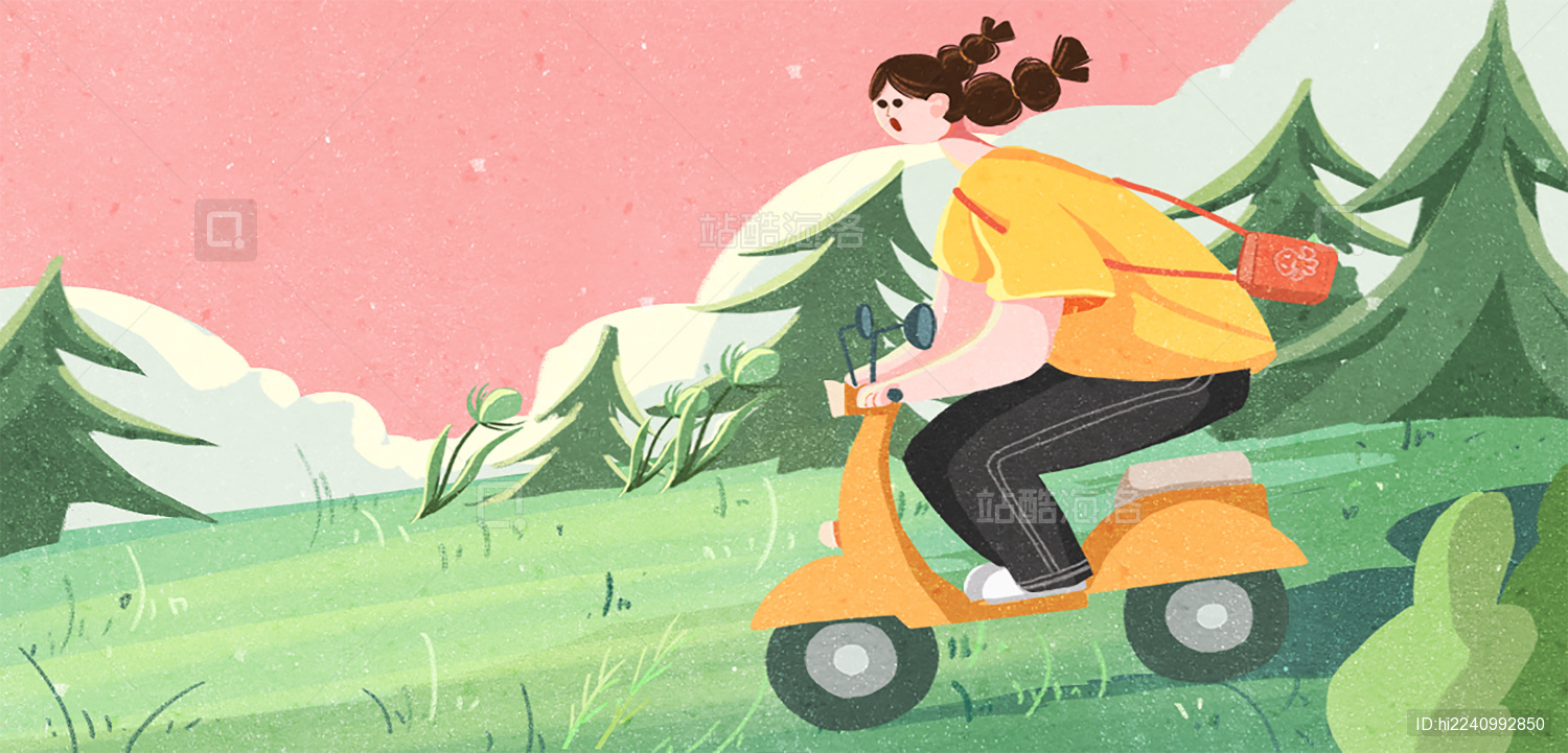 骑电动车的女孩