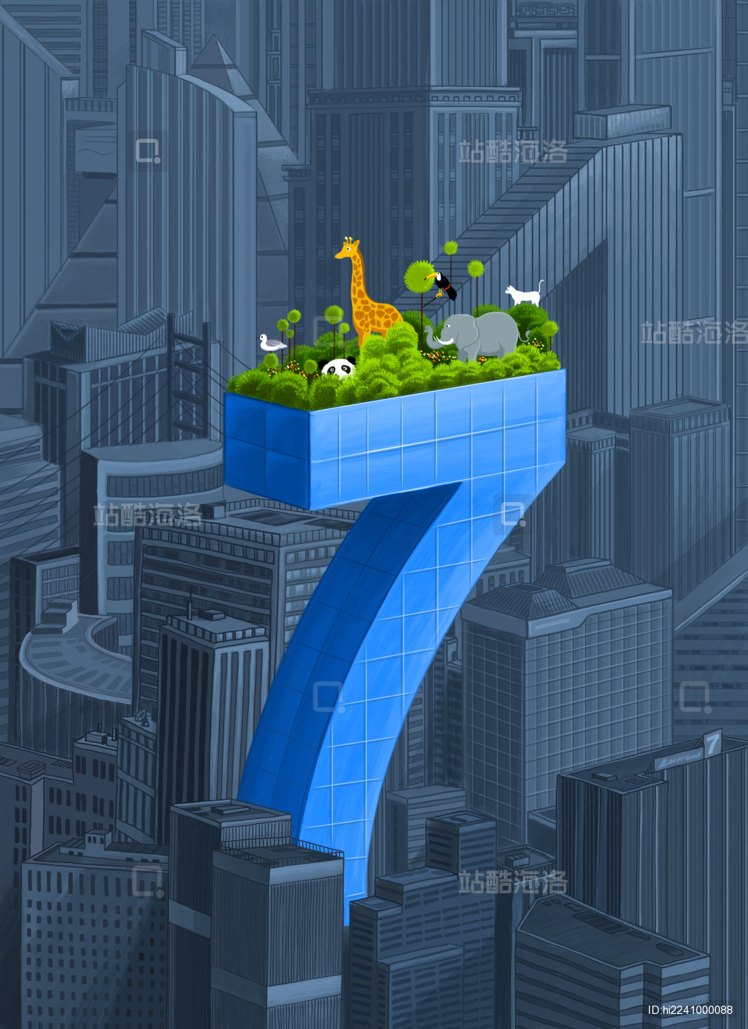 由数字七创作的创意插画