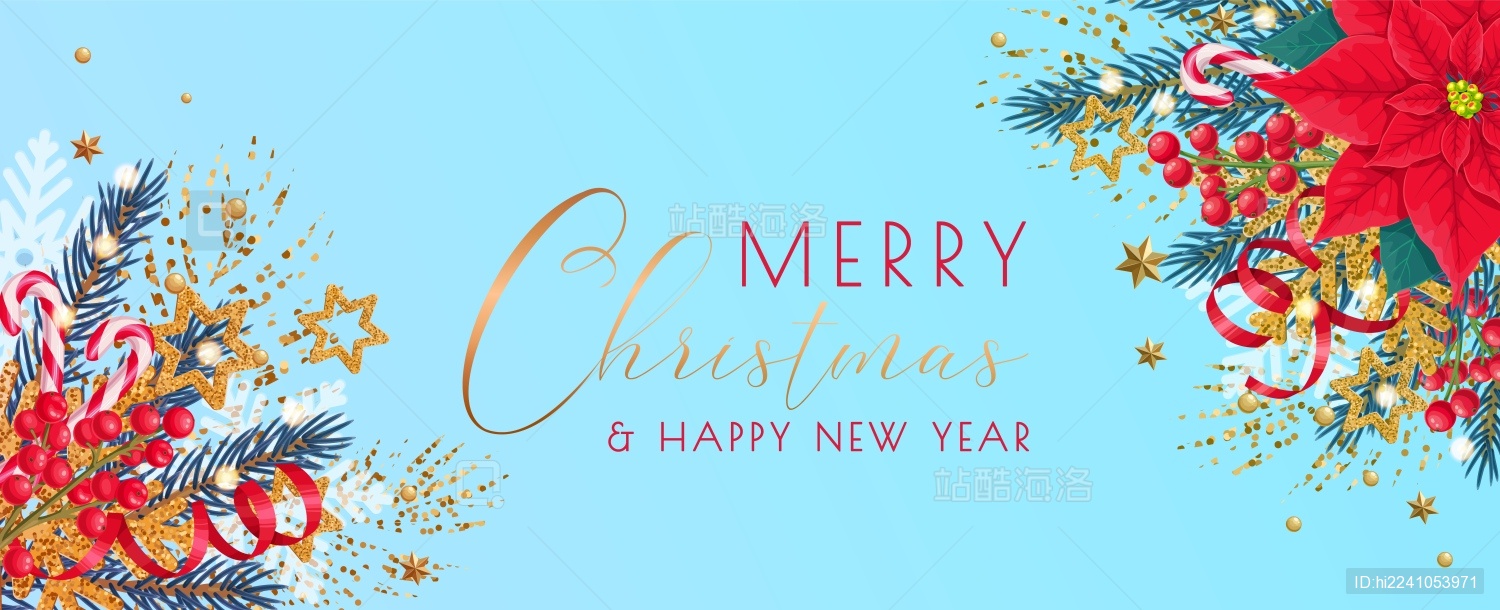 蓝色新年圣诞节贺图