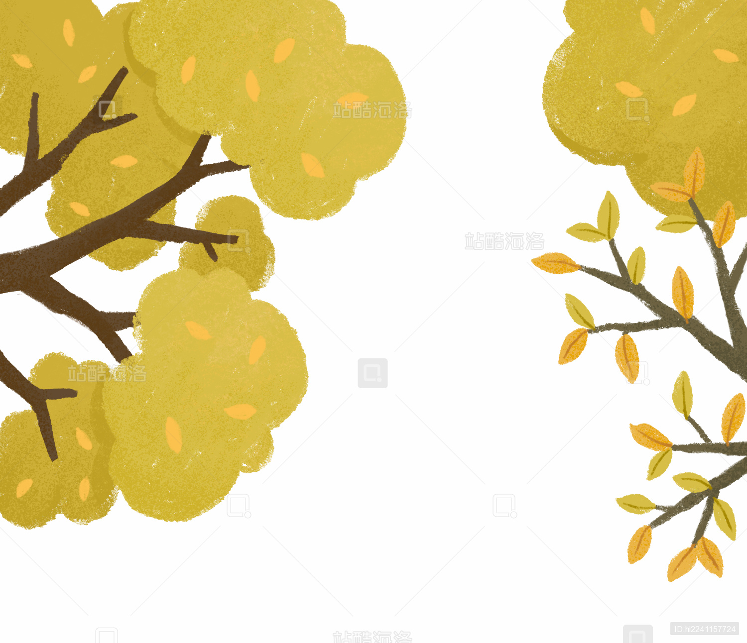 树叶黄叶秋天初秋插画