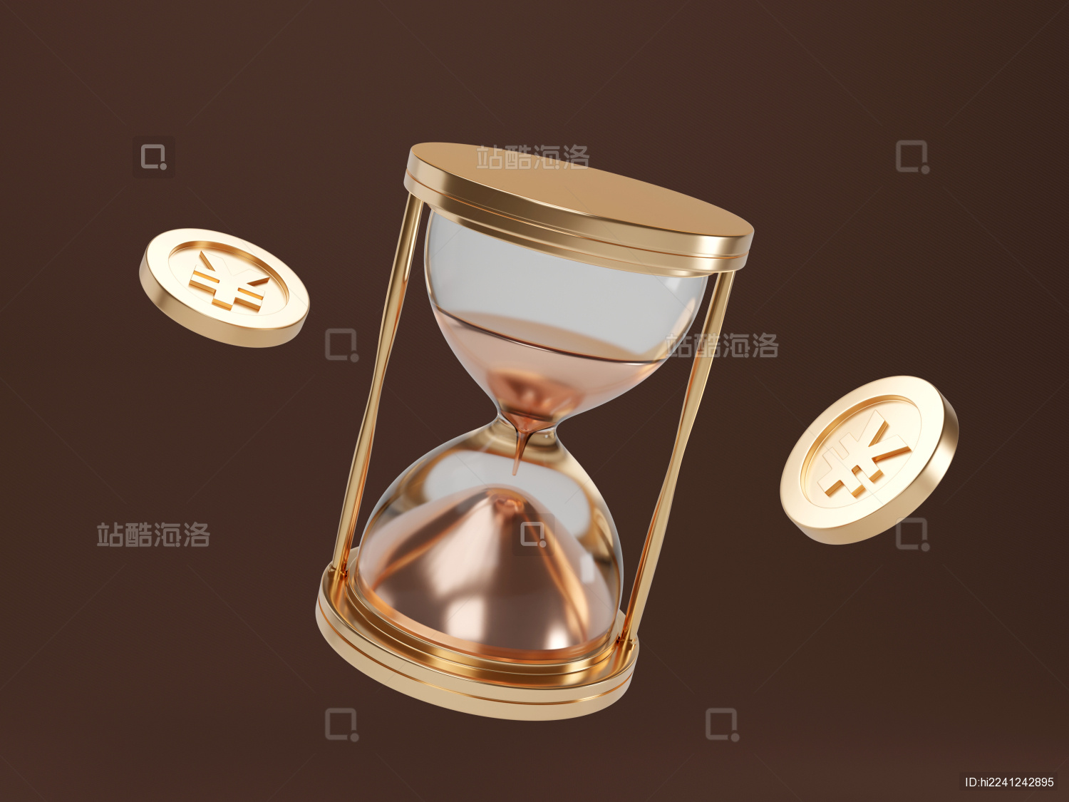 装满金色沙子的时间沙漏创意素材