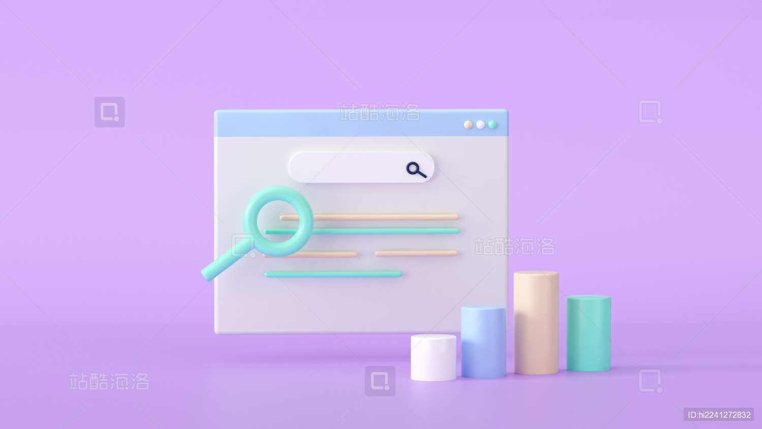 3d电脑屏幕办公搜索数据的金融海报