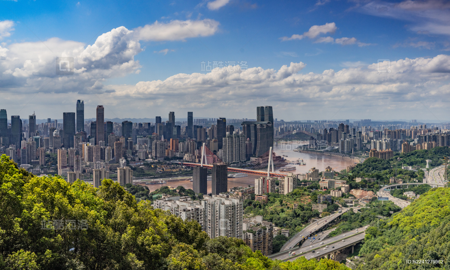 重庆全景远眺、渝中区南岸区全景