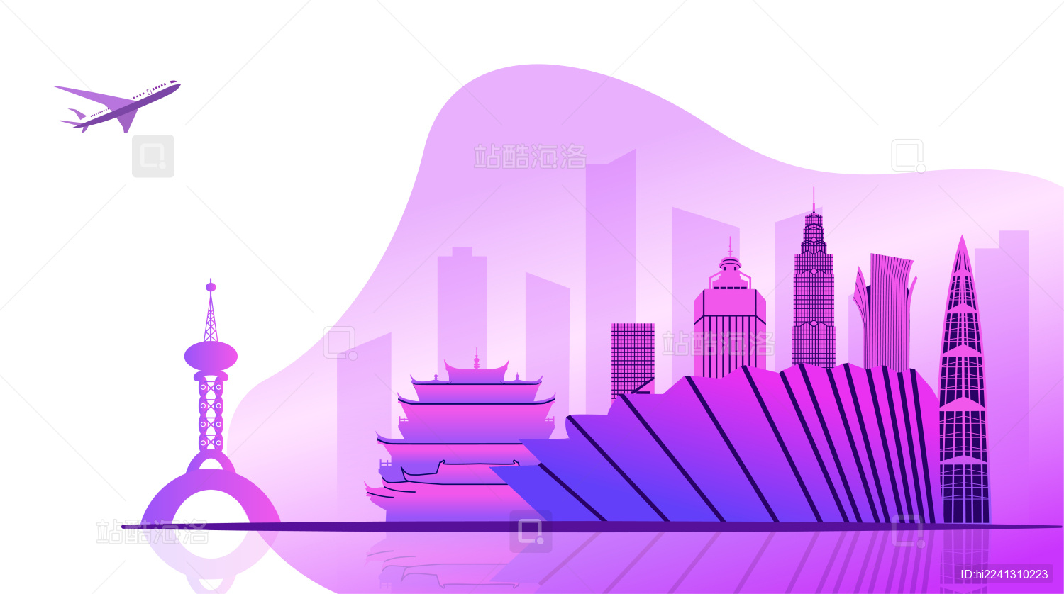 中国浙江温州市城市城市矢量插画网页版