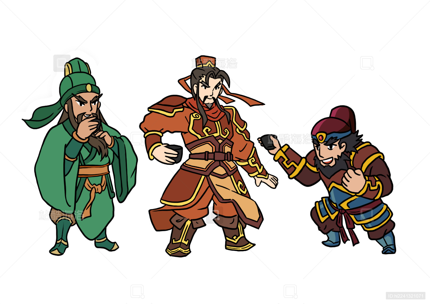 Q版卡通三国人物刘备关羽张飞桃园三结义