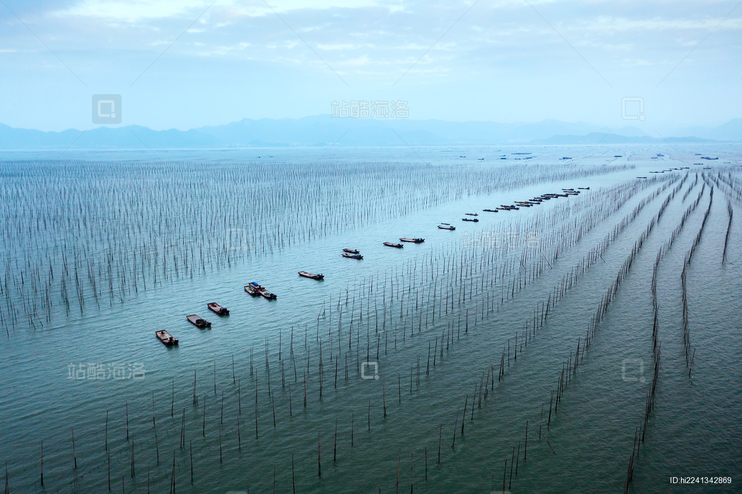 航拍福建霞浦海上渔村