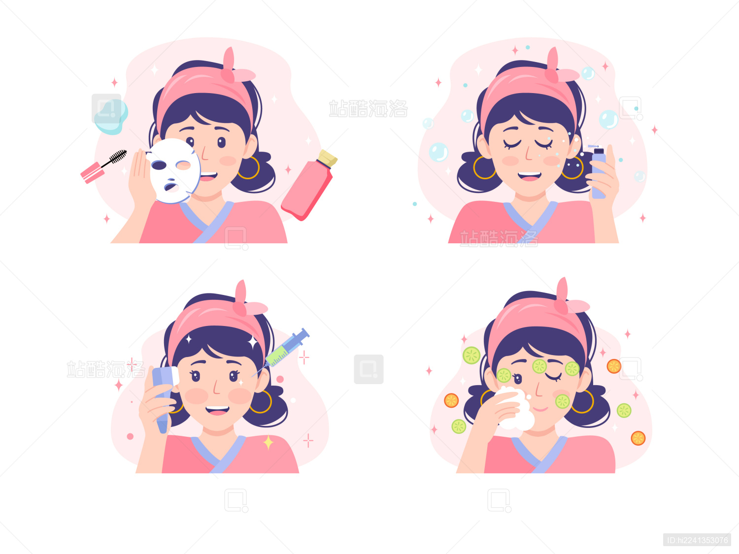 一位女士化妆过程：敷面膜 护肤