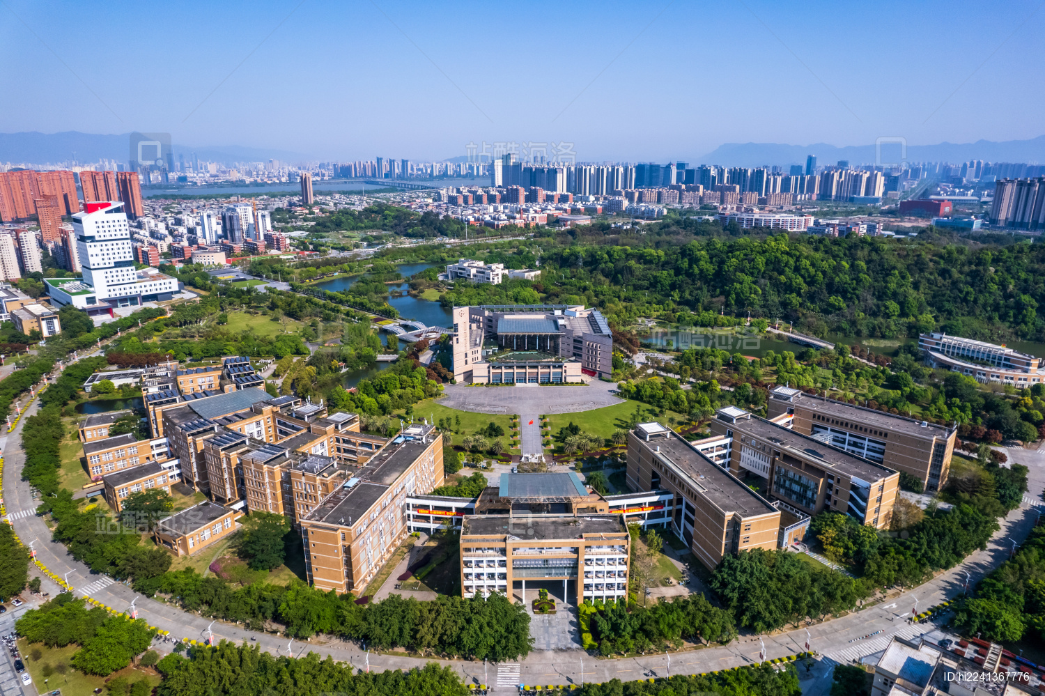 中国福建省福州市大学城航拍_站酷海洛_正版图片_视频_字体_音乐素材