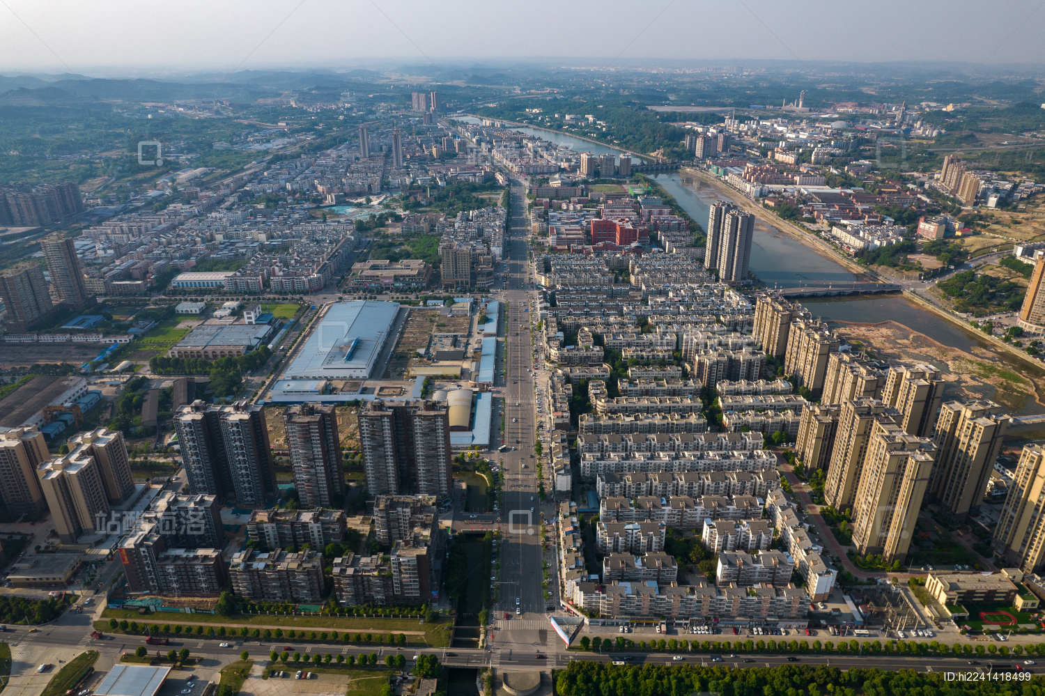 航拍四川省德阳市罗江区全景图