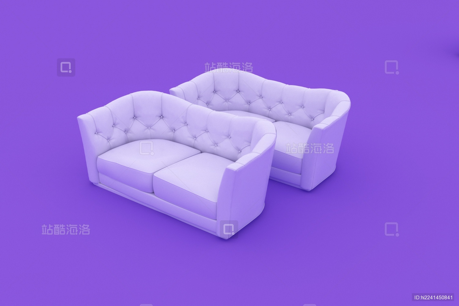 纯紫色风格的室内场景带有浅色沙发