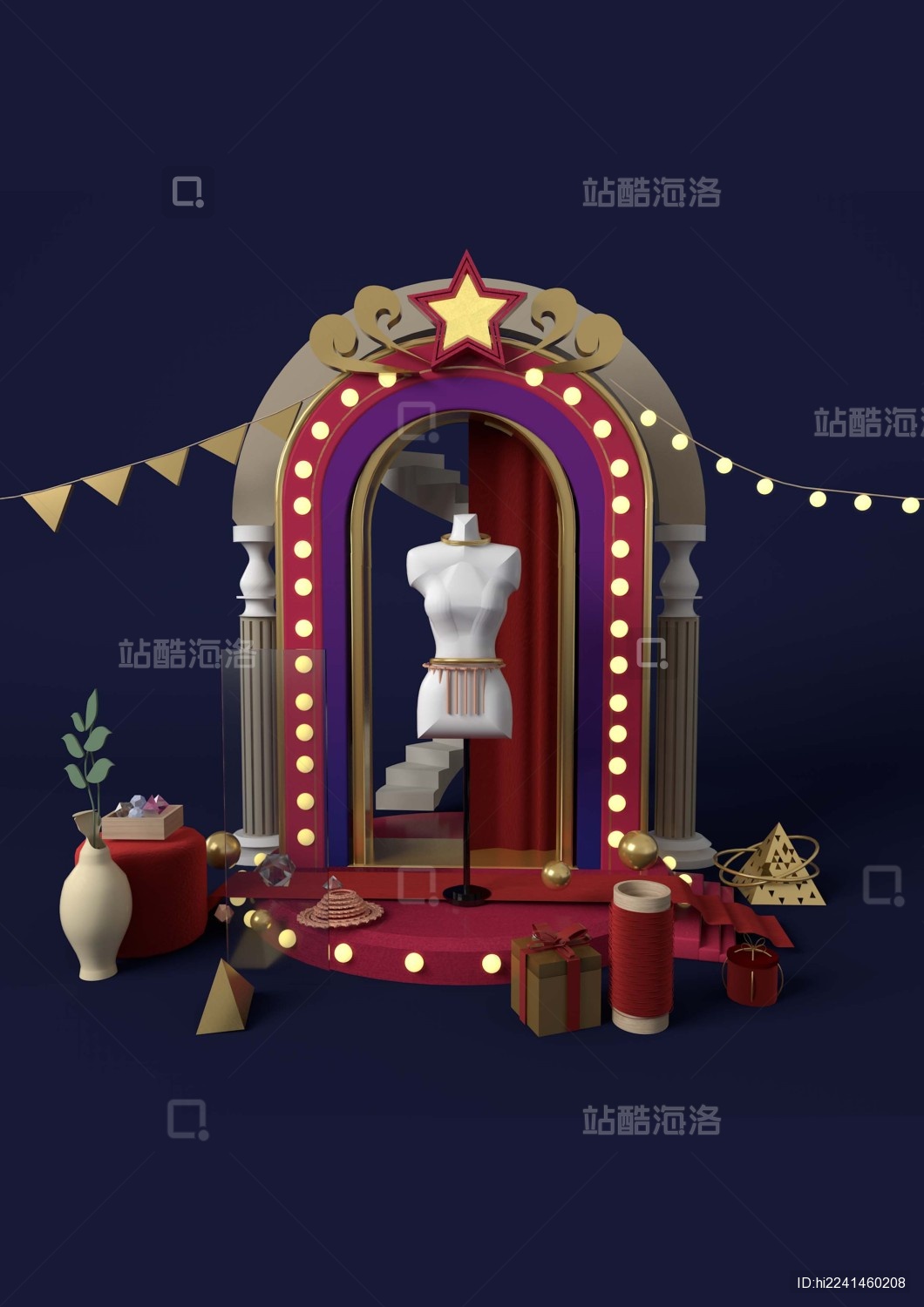 服装橱窗展示3D海报