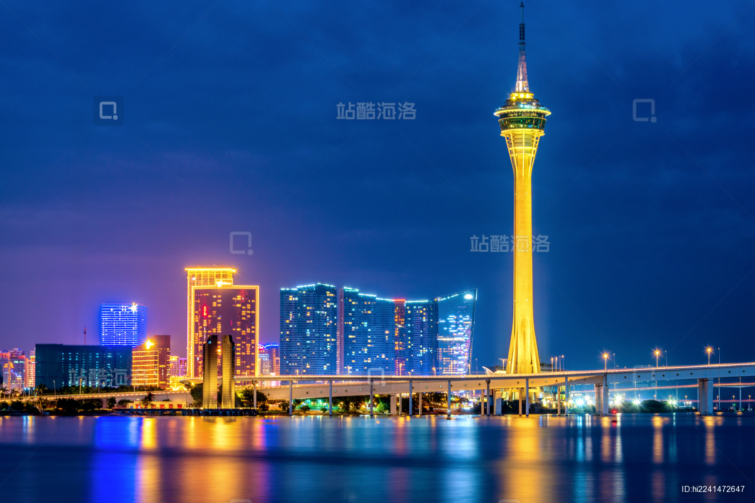 中国澳门旅游塔夜景风光