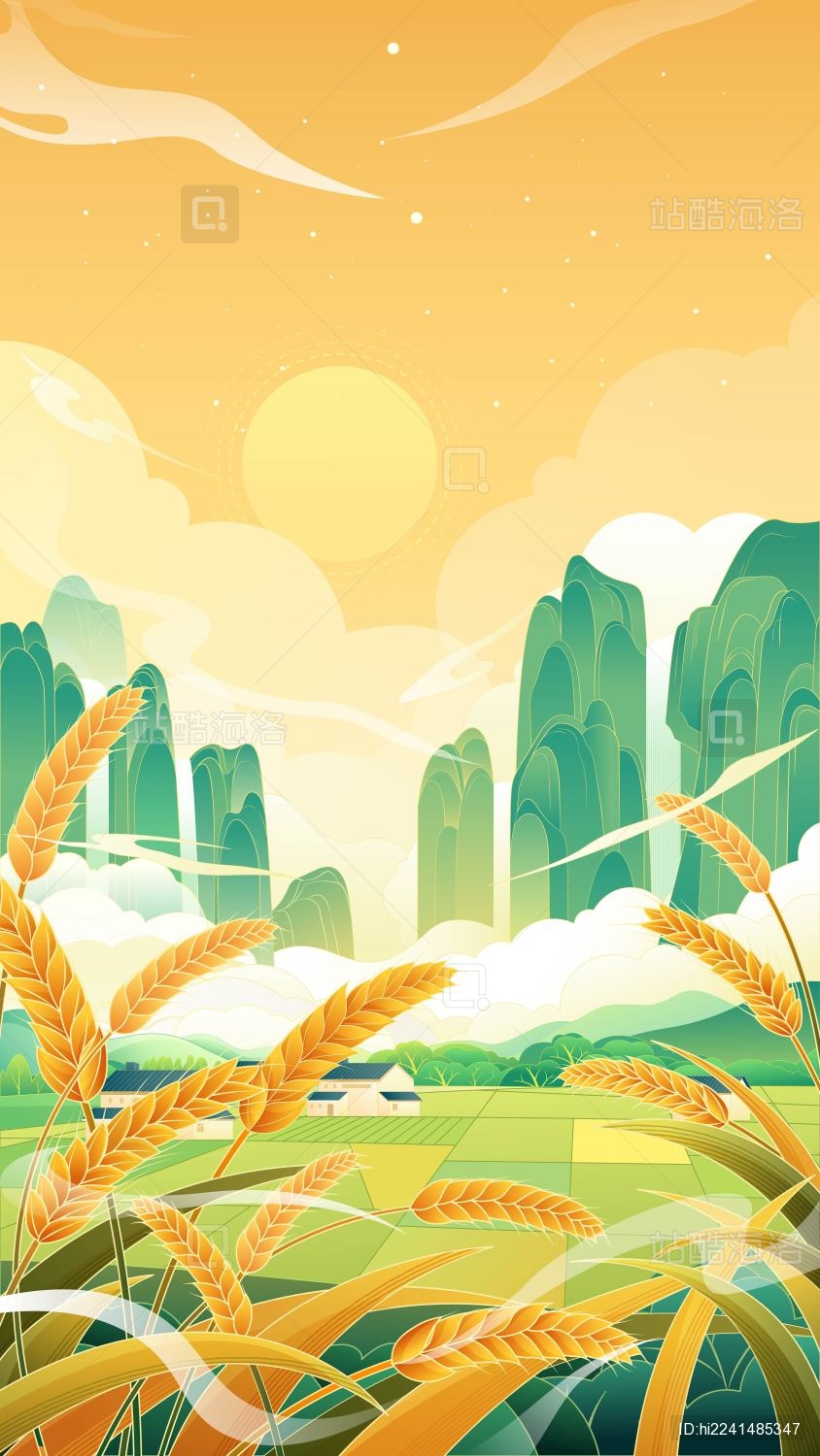 二十四节气-芒种-国风矢量插画