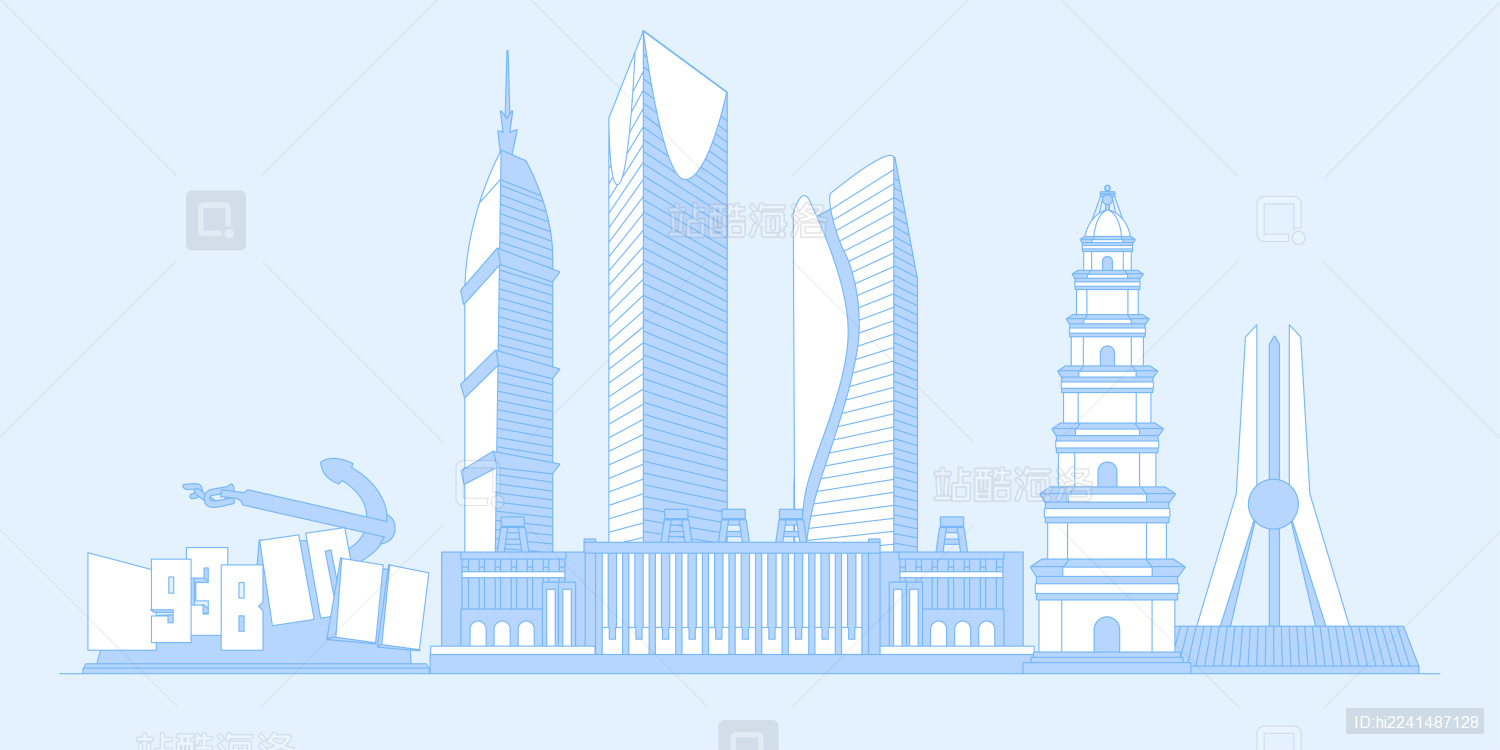 宜昌城市天际线矢量插画