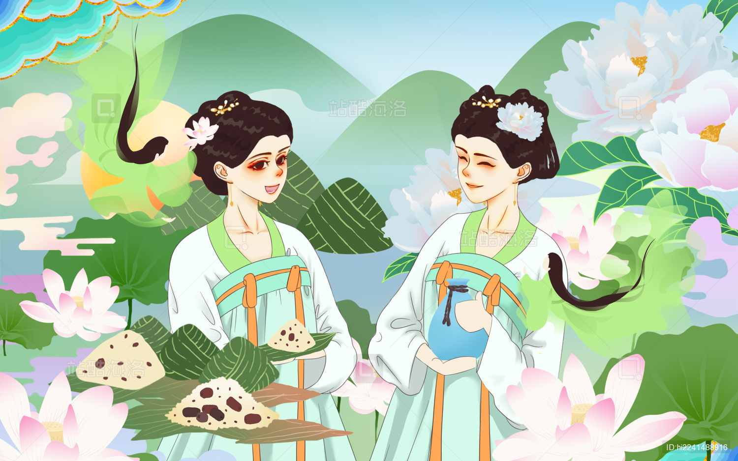 汉服女子过端午节