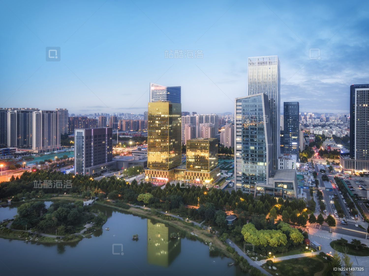 航拍中国山东淄博城市景观