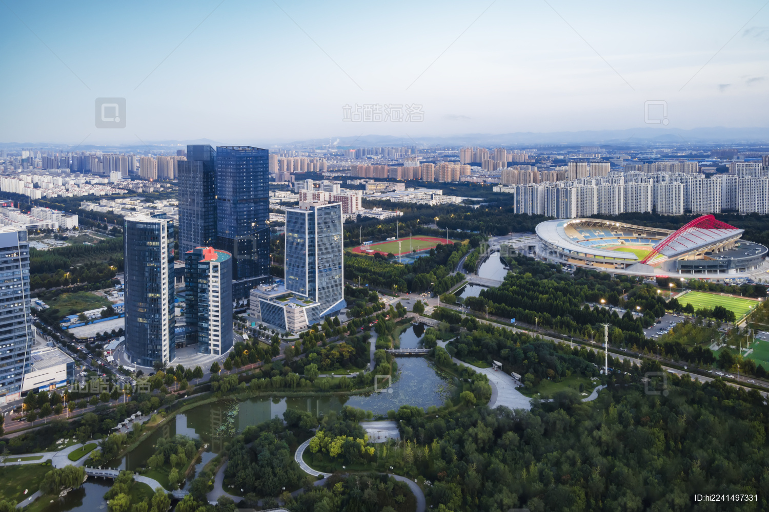 航拍中国山东淄博城市景观