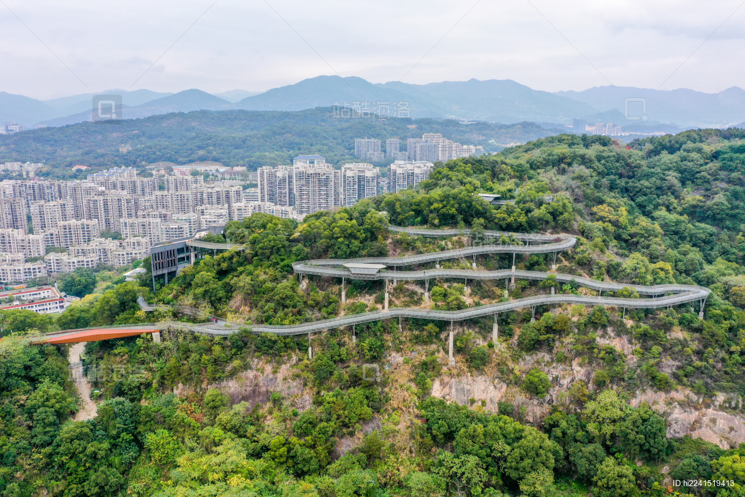 航拍中国福建福州城市森林步道福道金牛山公园段