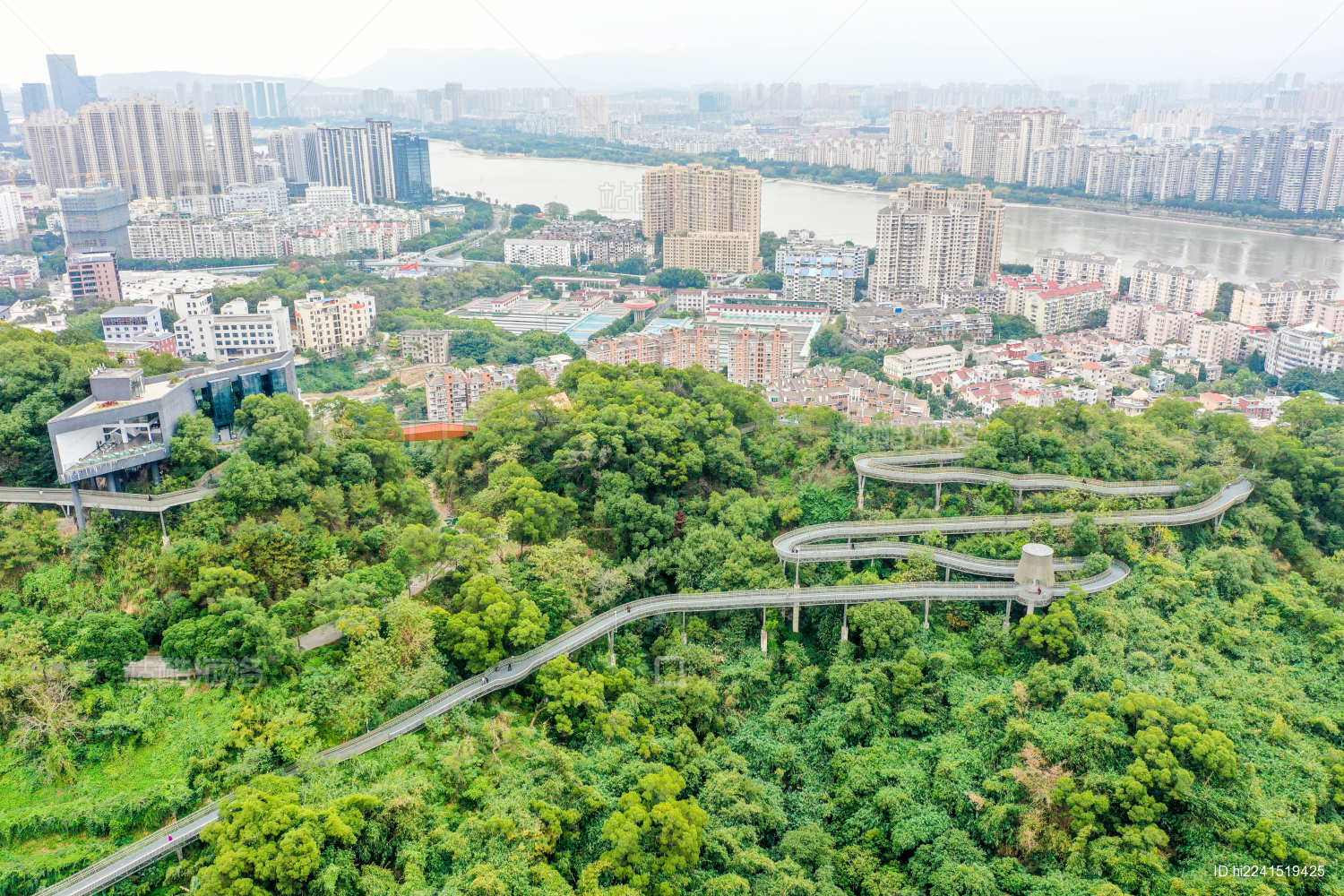 航拍中国福建福州城市森林步道福道金牛山公园段