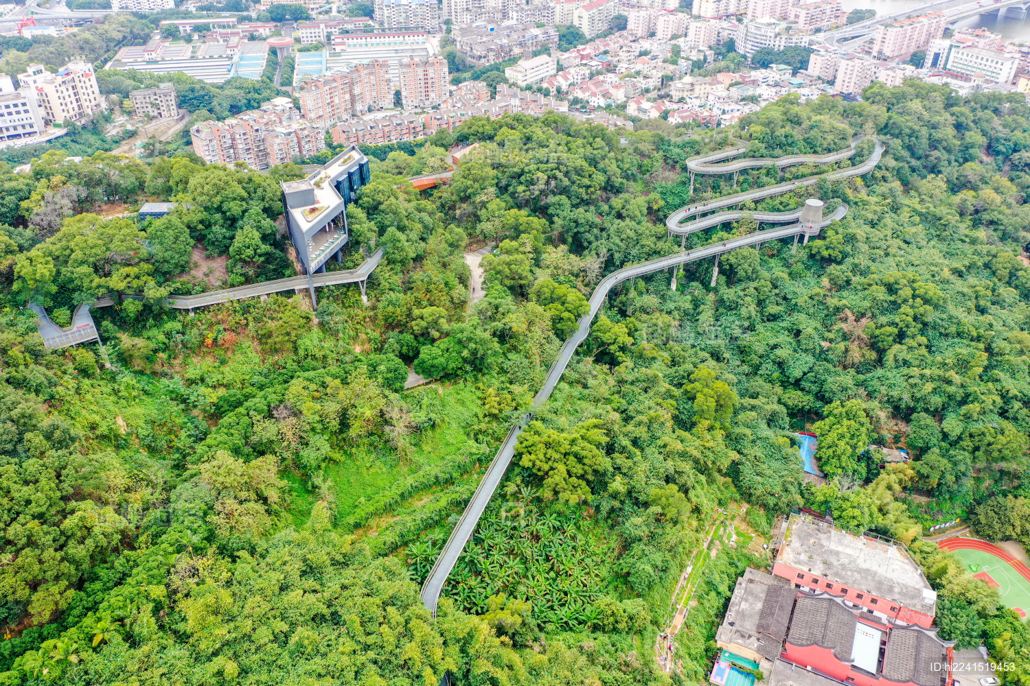 航拍中国福建福州城市森林步道福道金牛山公园段