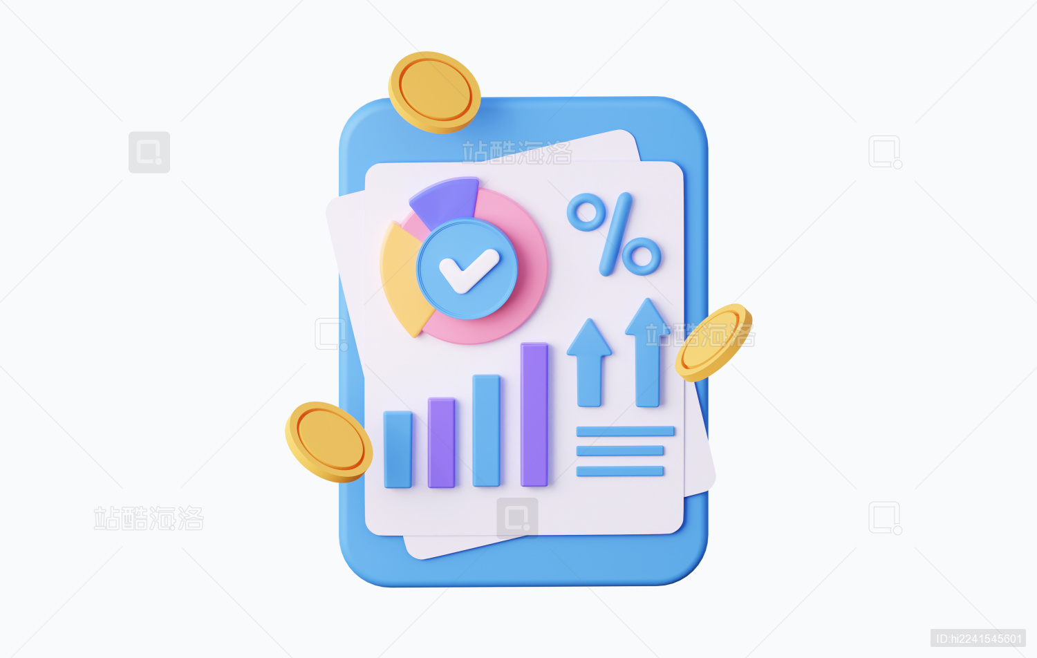 金融投资成长报表三维素材