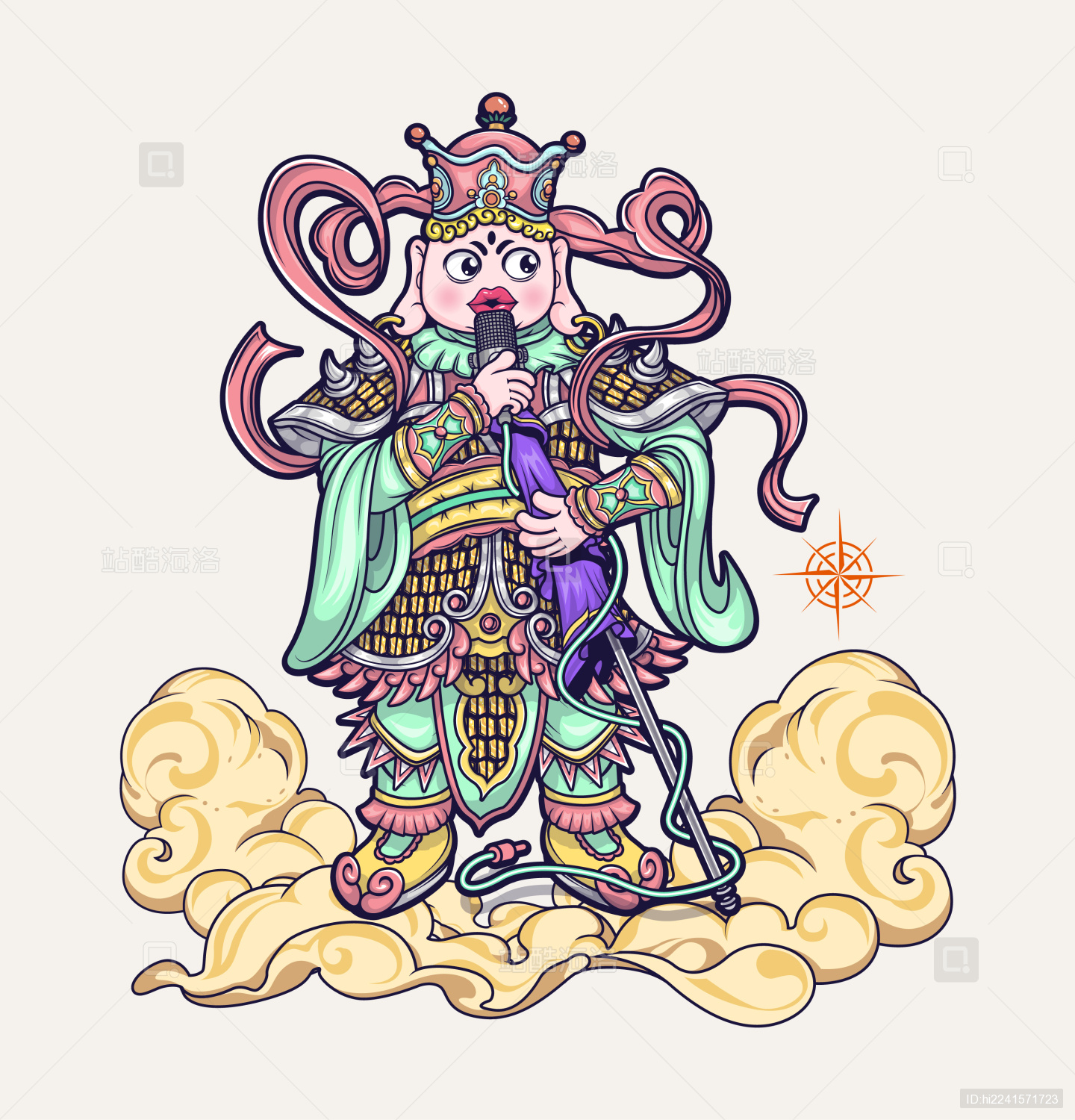 四大天王之多闻天王人物形象插画