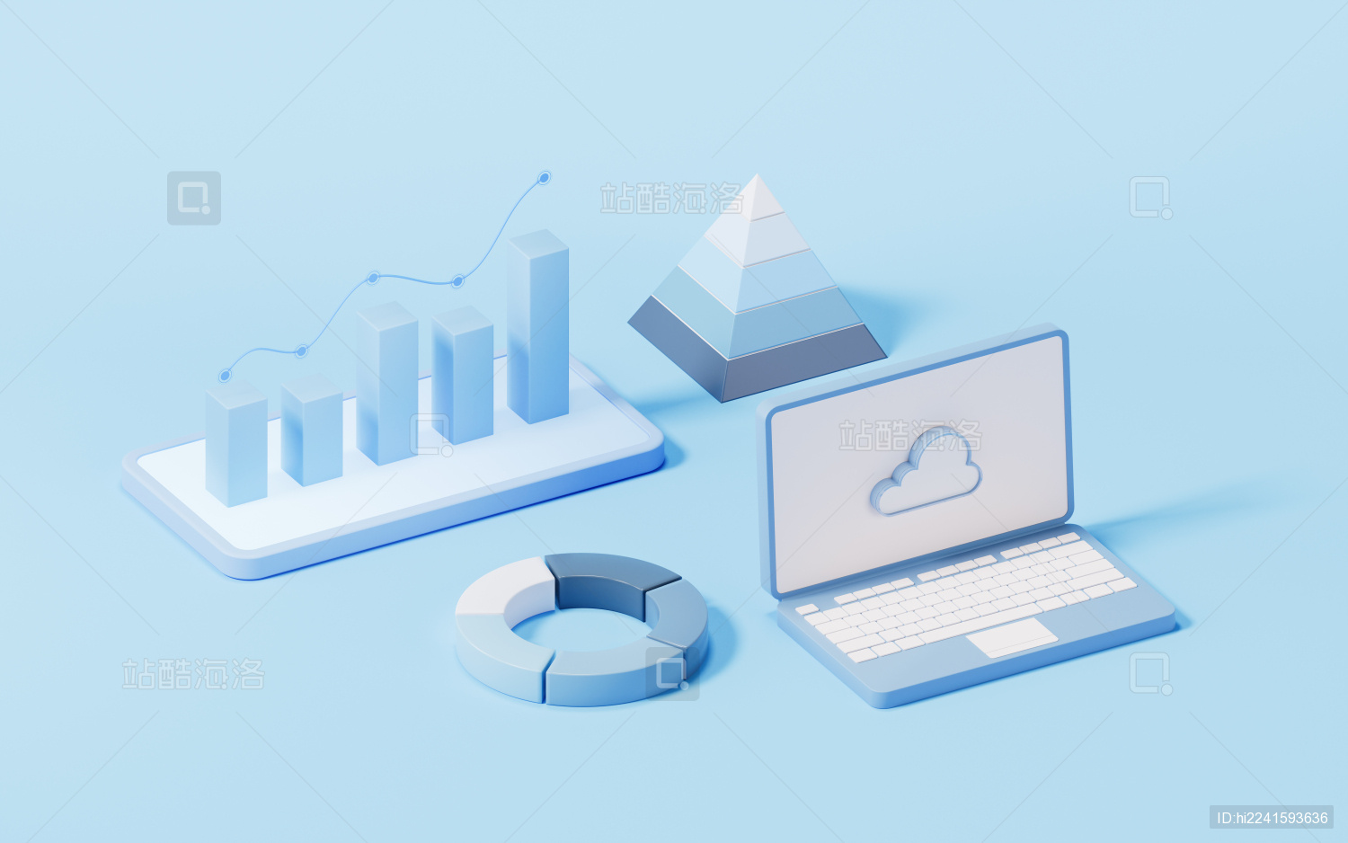 上升曲线与数据分析概念3D渲染