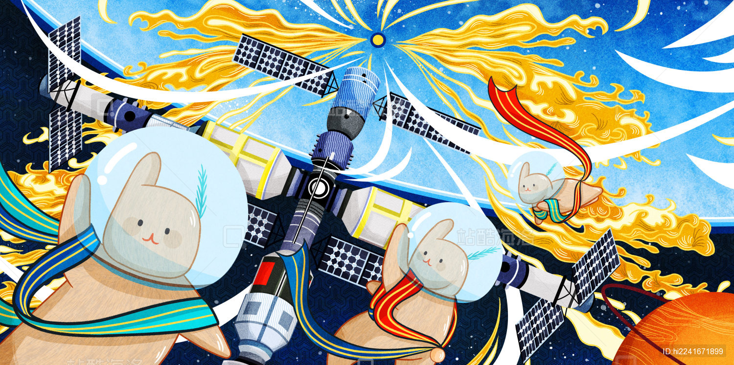 敦煌三兔共耳延展系列插画